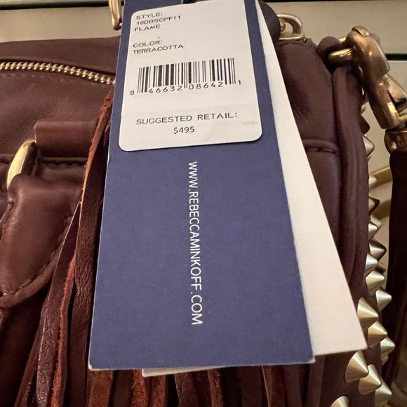 NWT Perfect Lush Rebecca Minkoff terracotta flame studded satchel. MINT - Picture 2 of 8